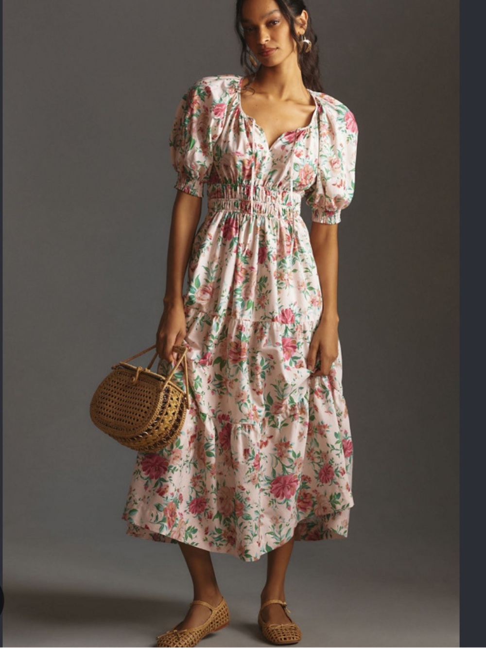 ANTHROPOLOGIE Somerset floral maxi dress puff sleeve